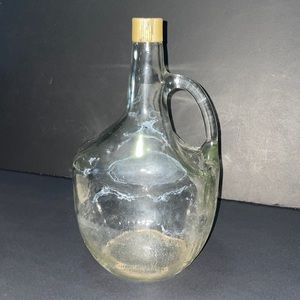 Glass Liquor Bottle Half Gallon Jug Handle Vintage Decanter Home Decor